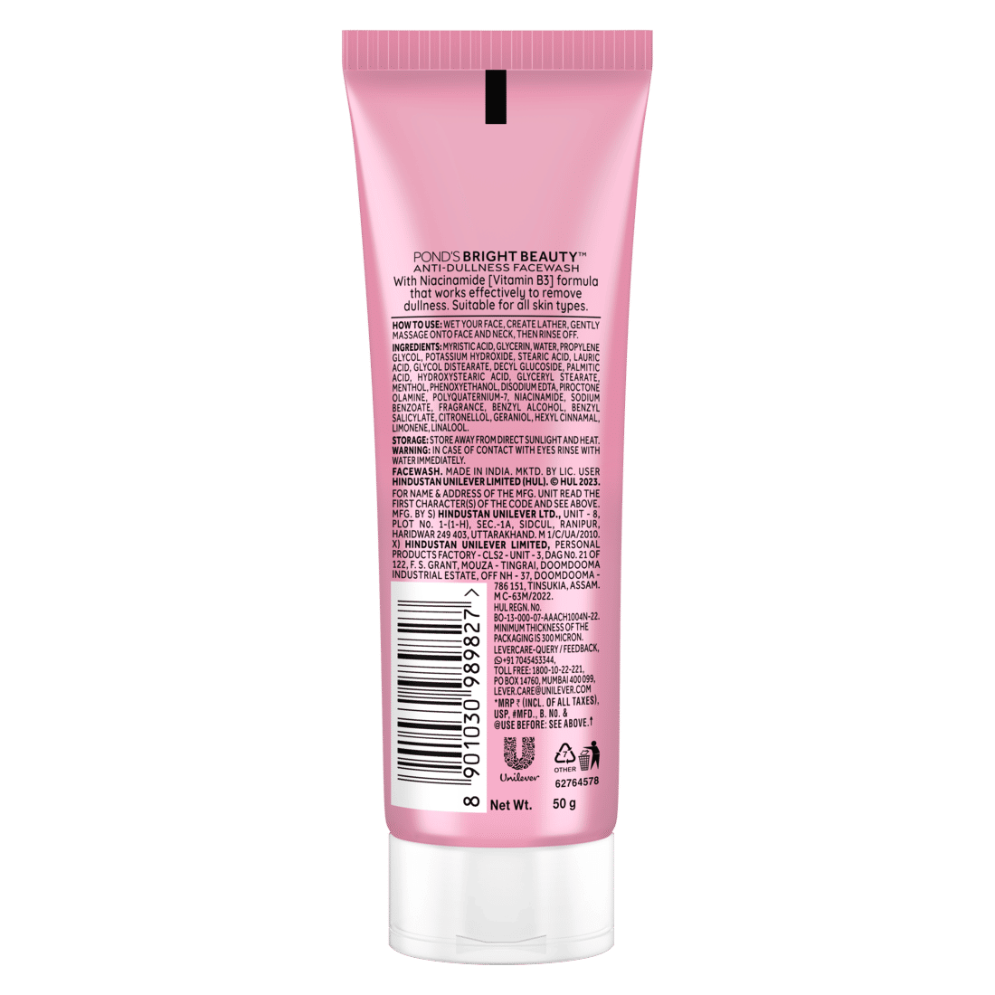 Pond's Bright Beauty Niacinamide Anti-Dullness Face Wash 50 gm | With Vitamin B3 | Reduces Dark Spots | Removes Dead Skin Cells | For Spotless Glowing Skin, Pack of 1 Pond's Bright Beauty Niacinamide Anti-Dullness Face Wash 50 gm | With Vitamin B3 | Reduces Dark Spots | Removes Dead Skin Cells | For Spotless Glowing Skin, Pack of 1