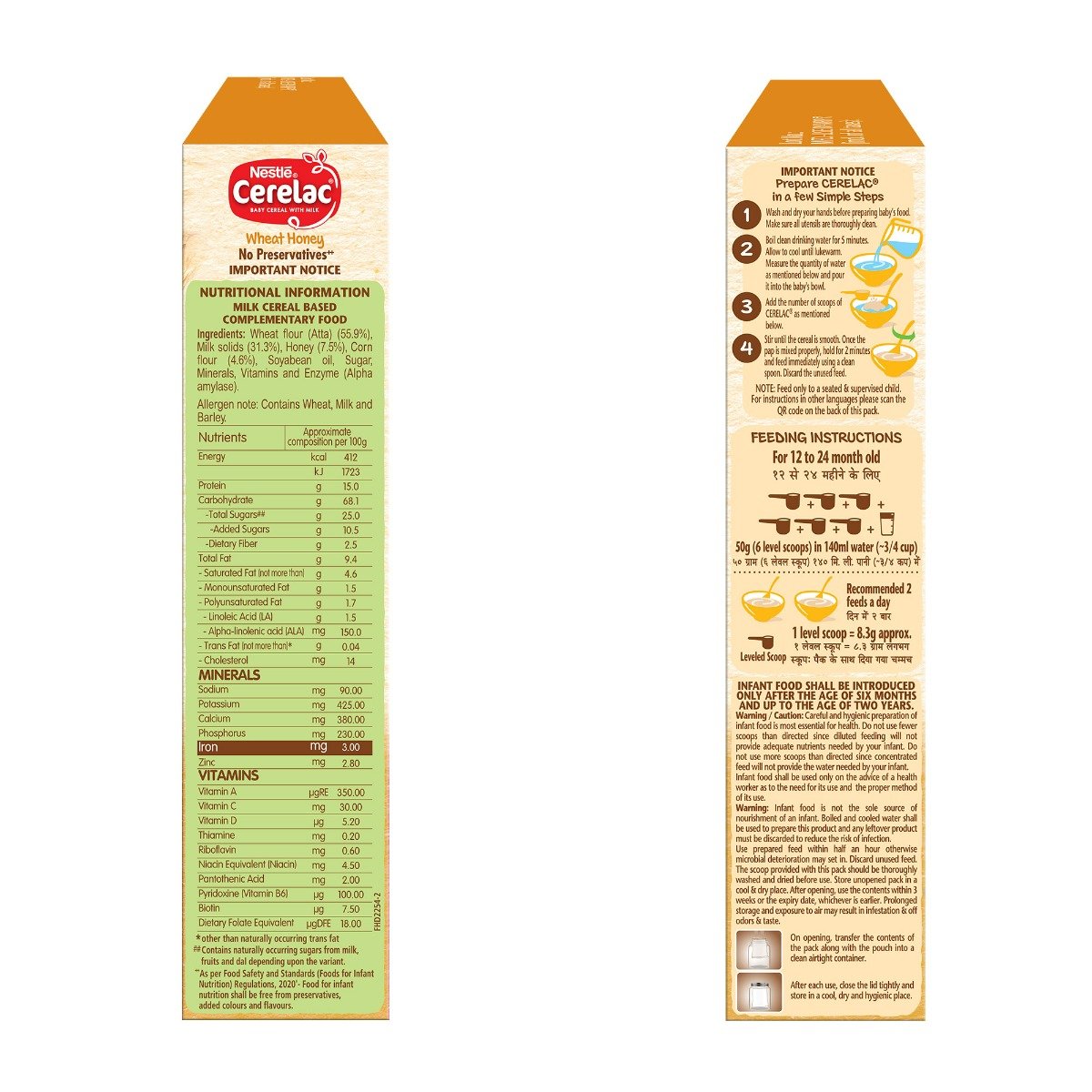 CERELAC Baby Food Cereal | Wheat Honey for 12 to 24 Months Baby |No Preservatives| Source of Iron & Protein | Instant Baby Food Cereal | 300 gm, Pack of 1 CERELAC Baby Food Cereal | Wheat Honey for 12 to 24 Months Baby |No Preservatives| Source of Iron & Protein | Instant Baby Food Cereal | 300 gm, Pack of 1