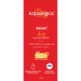 Aqualogica Detan+ Dewy Sunscreen 50 gm with SPF 50+ &amp; PA++++ | UVA/B &amp; Blue Light Protection | Tan Removal | For Normal, Sensitive &amp; Dry Skin, Pack of 1