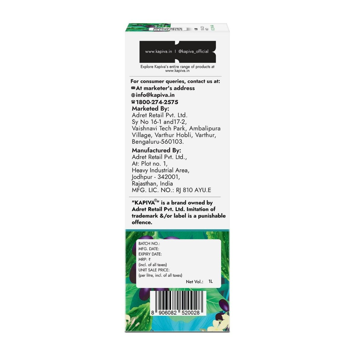 Kapiva Karela Jamun Juice, 1 L, Pack of 1 Kapiva Karela Jamun Juice, 1 L, Pack of 1