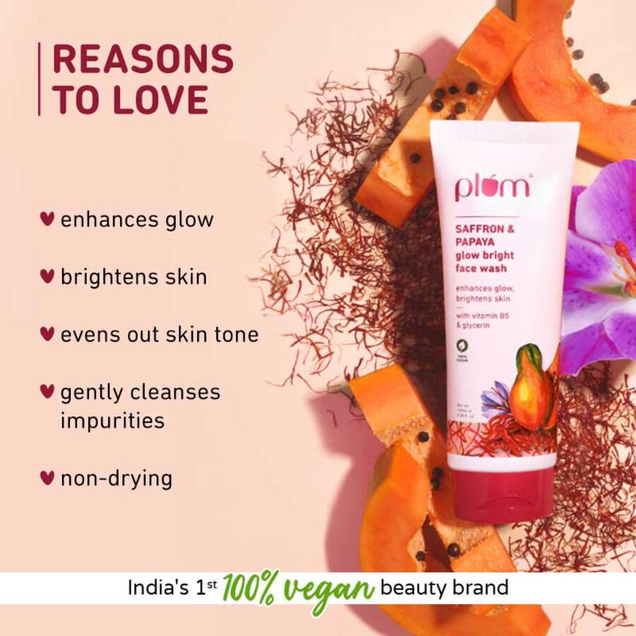 Plum Saffron & Papaya Glow Bright Face Wash, 100 ml, Pack of 1 Plum Saffron & Papaya Glow Bright Face Wash, 100 ml, Pack of 1