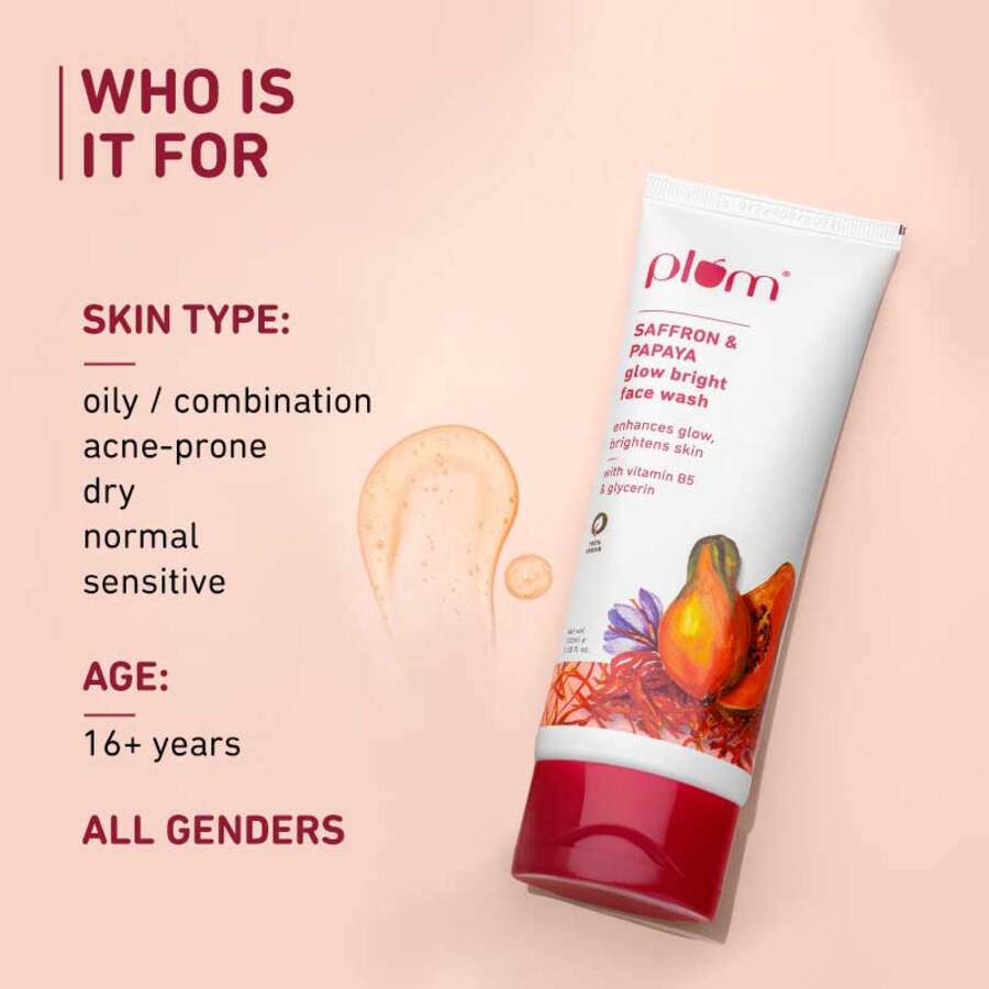 Plum Saffron & Papaya Glow Bright Face Wash, 100 ml, Pack of 1 Plum Saffron & Papaya Glow Bright Face Wash, 100 ml, Pack of 1
