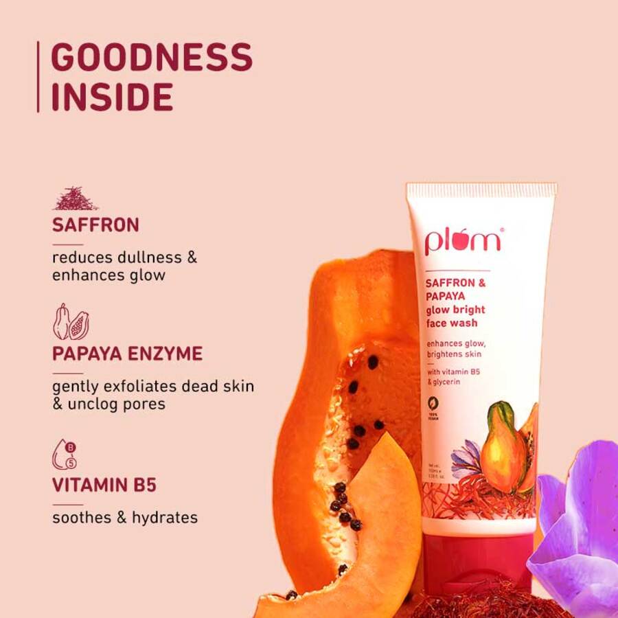 Plum Saffron & Papaya Glow Bright Face Wash, 100 ml, Pack of 1 Plum Saffron & Papaya Glow Bright Face Wash, 100 ml, Pack of 1