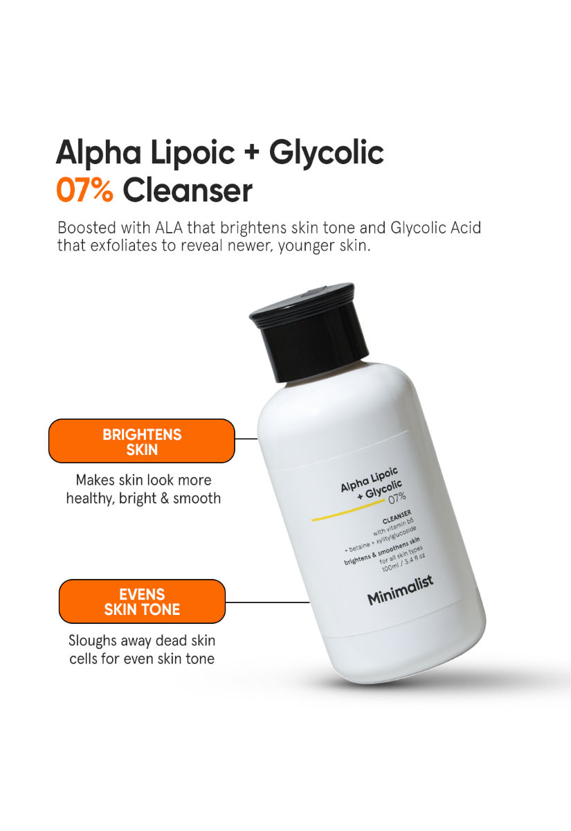 Minimalist Alpha Lipoic & Glycolic 7% Cleanser, 100 ml, Pack of 1 Minimalist Alpha Lipoic & Glycolic 7% Cleanser, 100 ml, Pack of 1