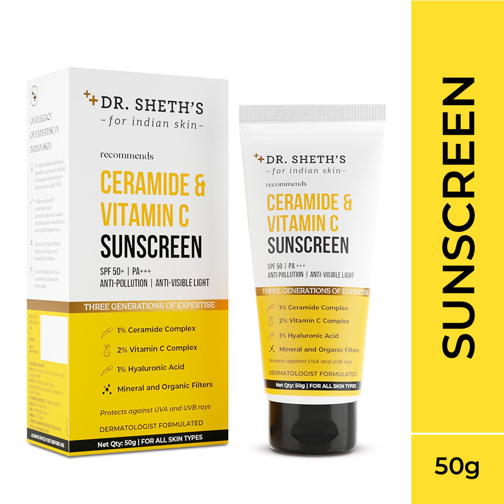 Dr. Sheth's Ceramide & Vitamin C SPF 50+ Sunscreen Cream, 50 gm Price
