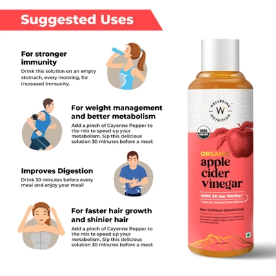 Wellbeing Nutrition Organic Apple Cider Vinegar, 500 ml, Pack of 1