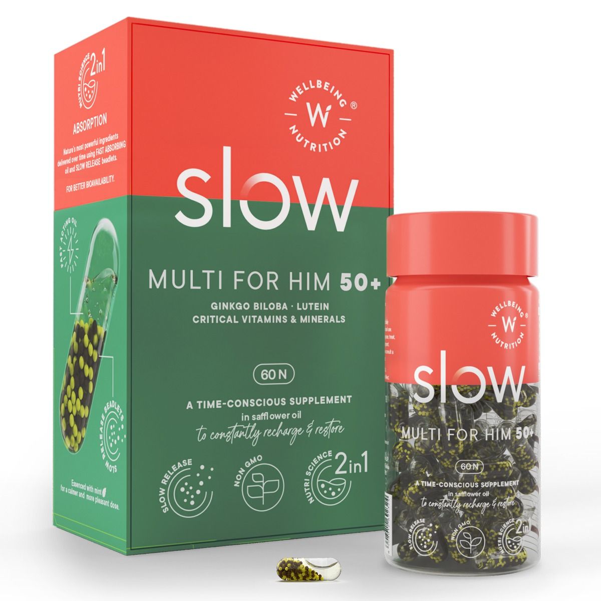 Wellbeing Nutrition Slow Multi for Him 50+, 60 Capsules, Pack of 1 