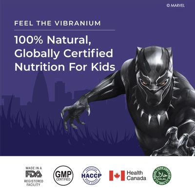 Wellbeing Nutrition Melts Into Advanced Immunity Black Panther Valencia Orange Flavour for Kids, 30 Strips, Pack of 1