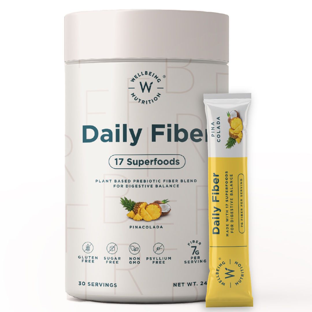 Buy Wellbeing Nutrition Daily Fiber 17 Superfoods Pinacolada Flavour Powder, 240 gm Online