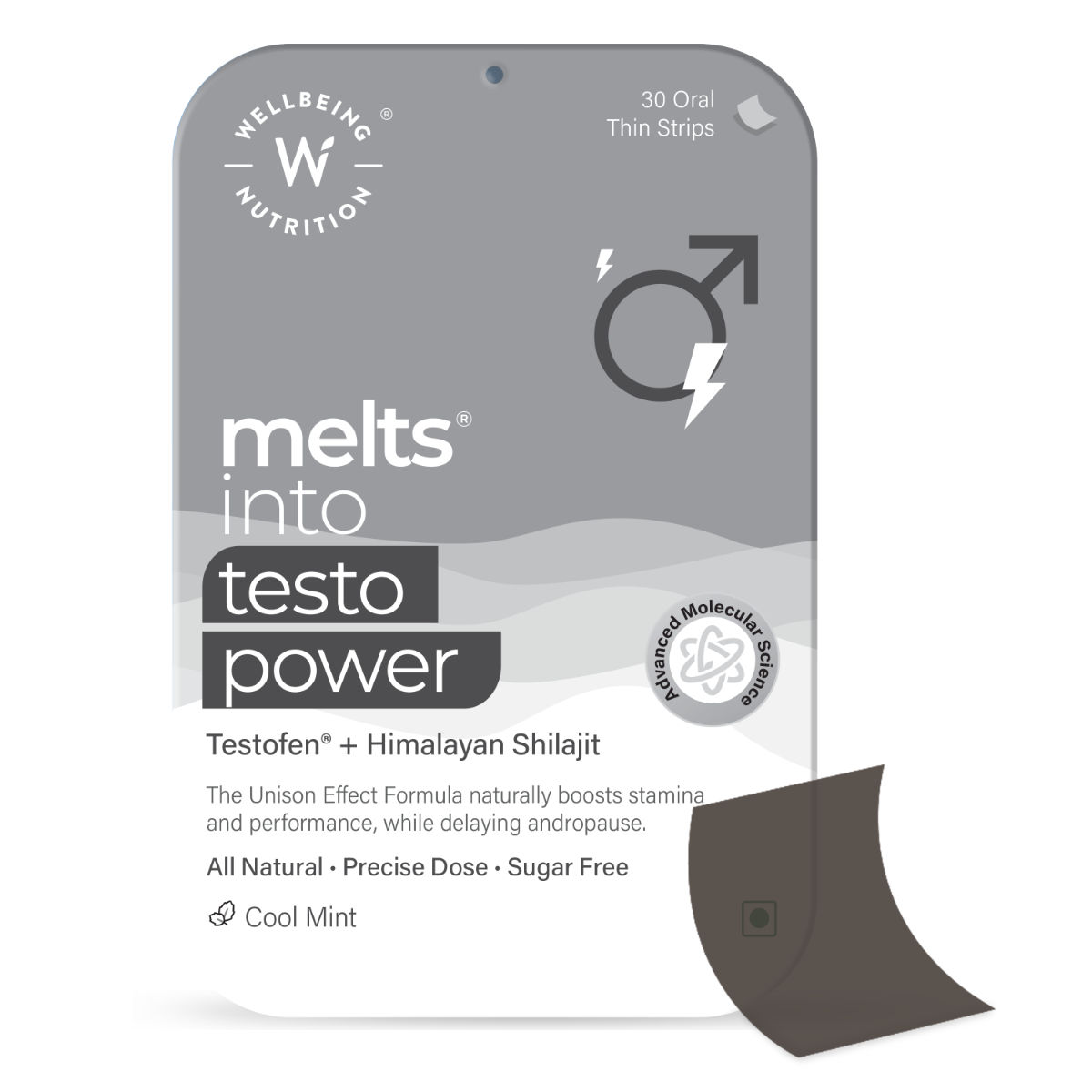 Buy Wellbeing Nutrition Melts Into Testo Power Cool Mint Flavour, 30 Oral Strips Online