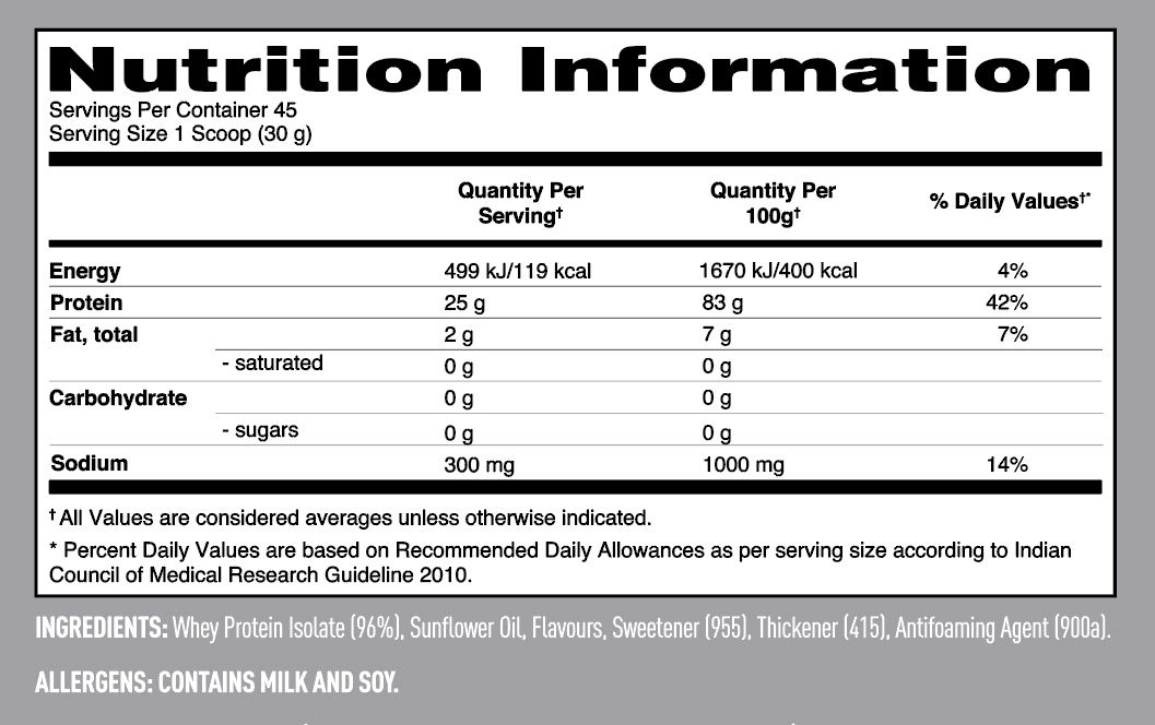 Isopure Zero Carb 100% Whey Protein Isolate Creamy Vanilla Flavour ...