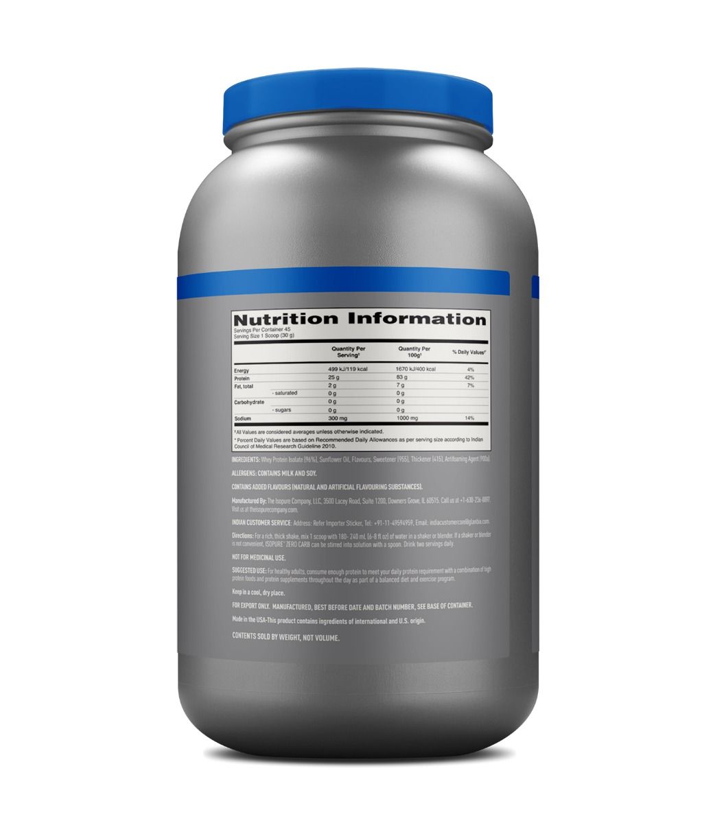 Isopure Zero Carb 100 Whey Protein Isolate Creamy Vanilla Flavour