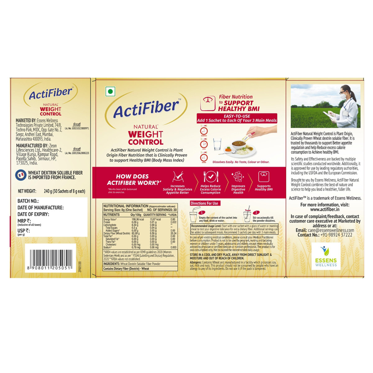 ActiFiber Natural Weight Control | Get Fit | Regulate Appetite Better | Reduce Excess Calories | Clinically Proven | Easy to Use | Plant Origin | Certified Safe | Women & Men (240Gms Pack, 30 Sachets), Pack of 1 ActiFiber Natural Weight Control | Get Fit | Regulate Appetite Better | Reduce Excess Calories | Clinically Proven | Easy to Use | Plant Origin | Certified Safe | Women & Men (240Gms Pack, 30 Sachets), Pack of 1