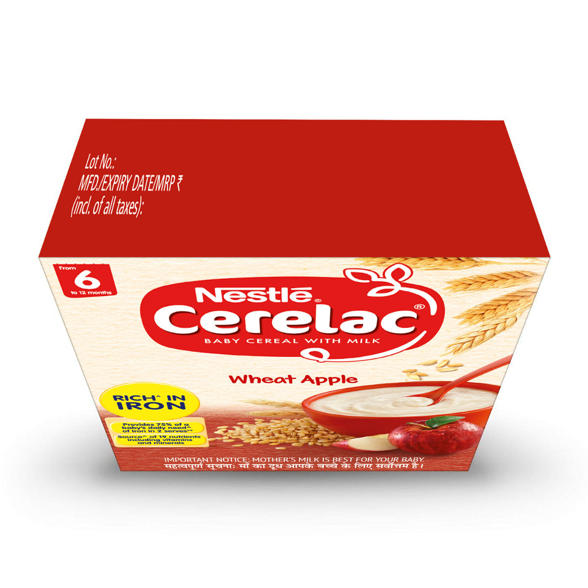 Nestle Cerelac Baby Cereal with Milk Wheat Apple (From 6 to 12 Months) Powder, 300 gm Refill Pack, Pack of 1 