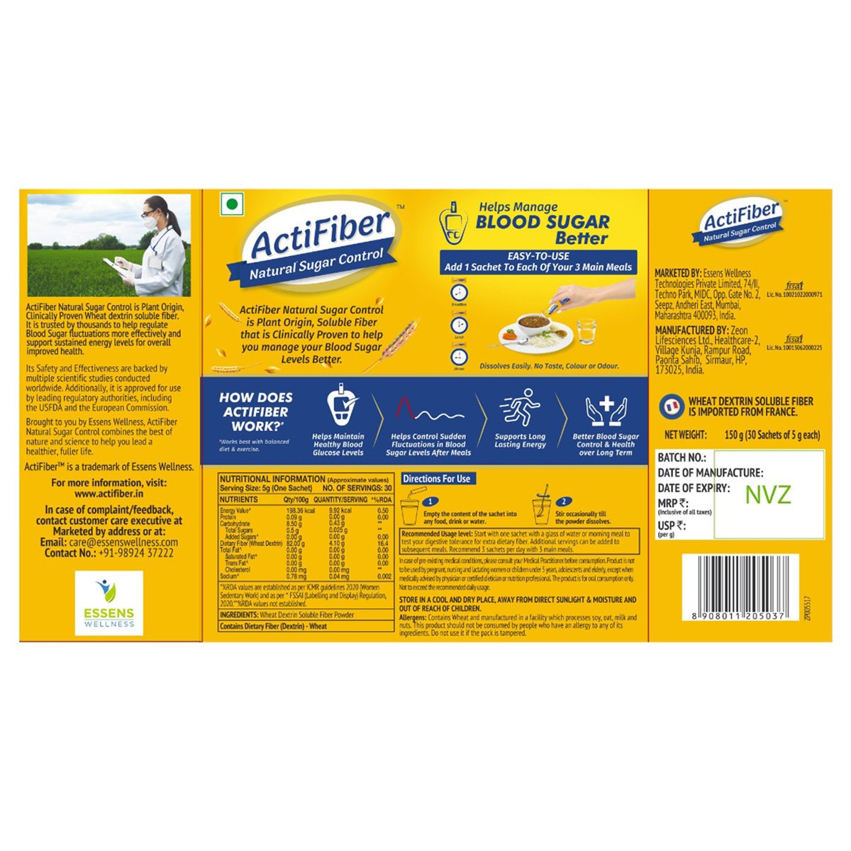 ActiFiber Natural Sugar Control | Food for Special Dietary Use for Diabetes Management | Manage Blood Sugar Fluctuations Better | Clinically Proven | Plant Origin | Easy to Use (150Gms Pack, 30Sachets), Pack of 1 ActiFiber Natural Sugar Control | Food for Special Dietary Use for Diabetes Management | Manage Blood Sugar Fluctuations Better | Clinically Proven | Plant Origin | Easy to Use (150Gms Pack, 30Sachets), Pack of 1