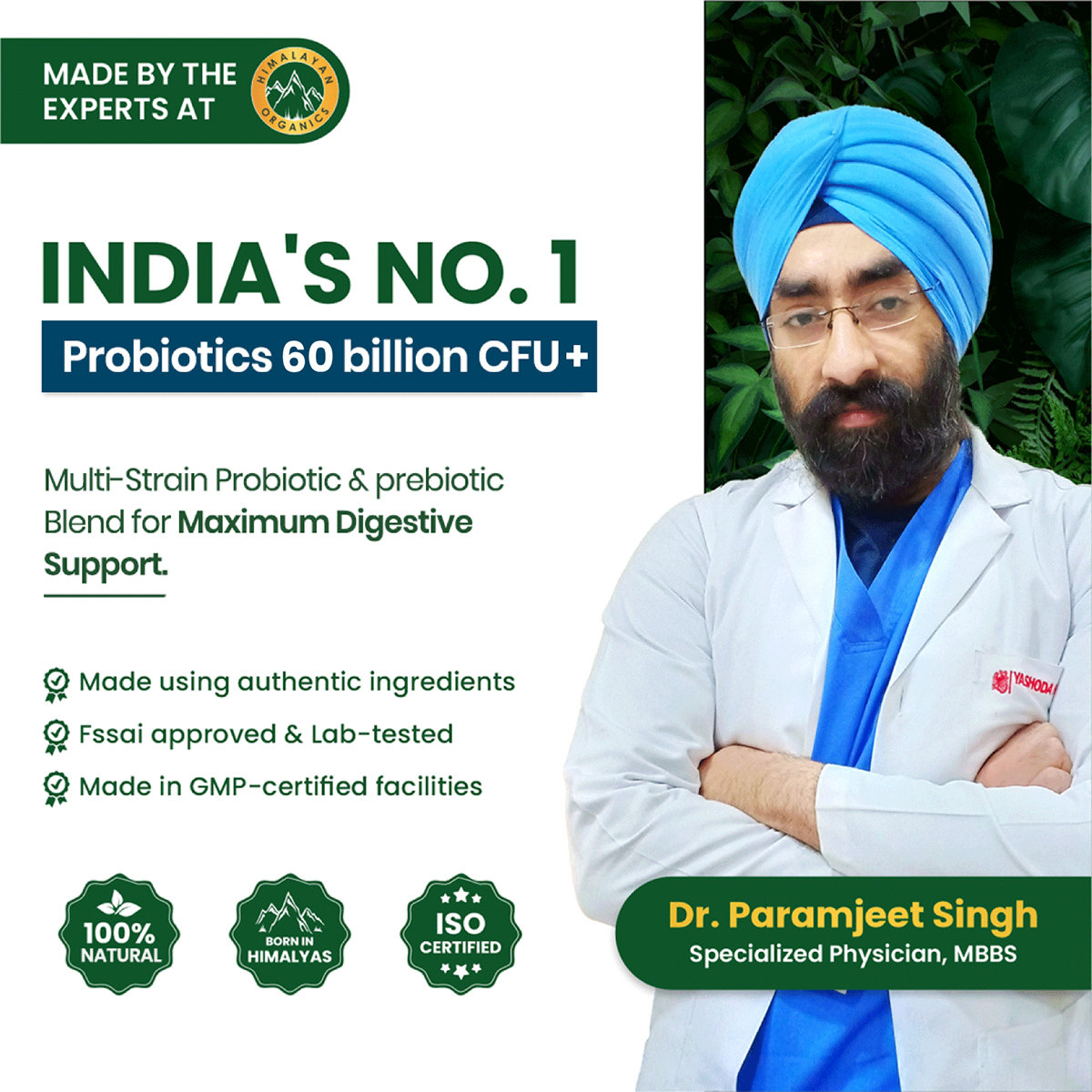 Vlado’s Himalayan Organic Probiotics 60 Billion CFU + 170Mg Prebiotics + 24 Strains Supplement, 60 Veg Capsules | Better Nutrient Absorption, Pack of 1 Vlado’s Himalayan Organic Probiotics 60 Billion CFU + 170Mg Prebiotics + 24 Strains Supplement, 60 Veg Capsules | Better Nutrient Absorption, Pack of 1