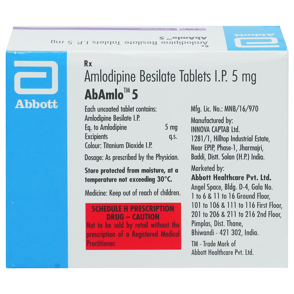 Abamlo 5 Tablet 10's, Pack of 10 TABLETS Abamlo 5 Tablet 10's, Pack of 10 TABLETS