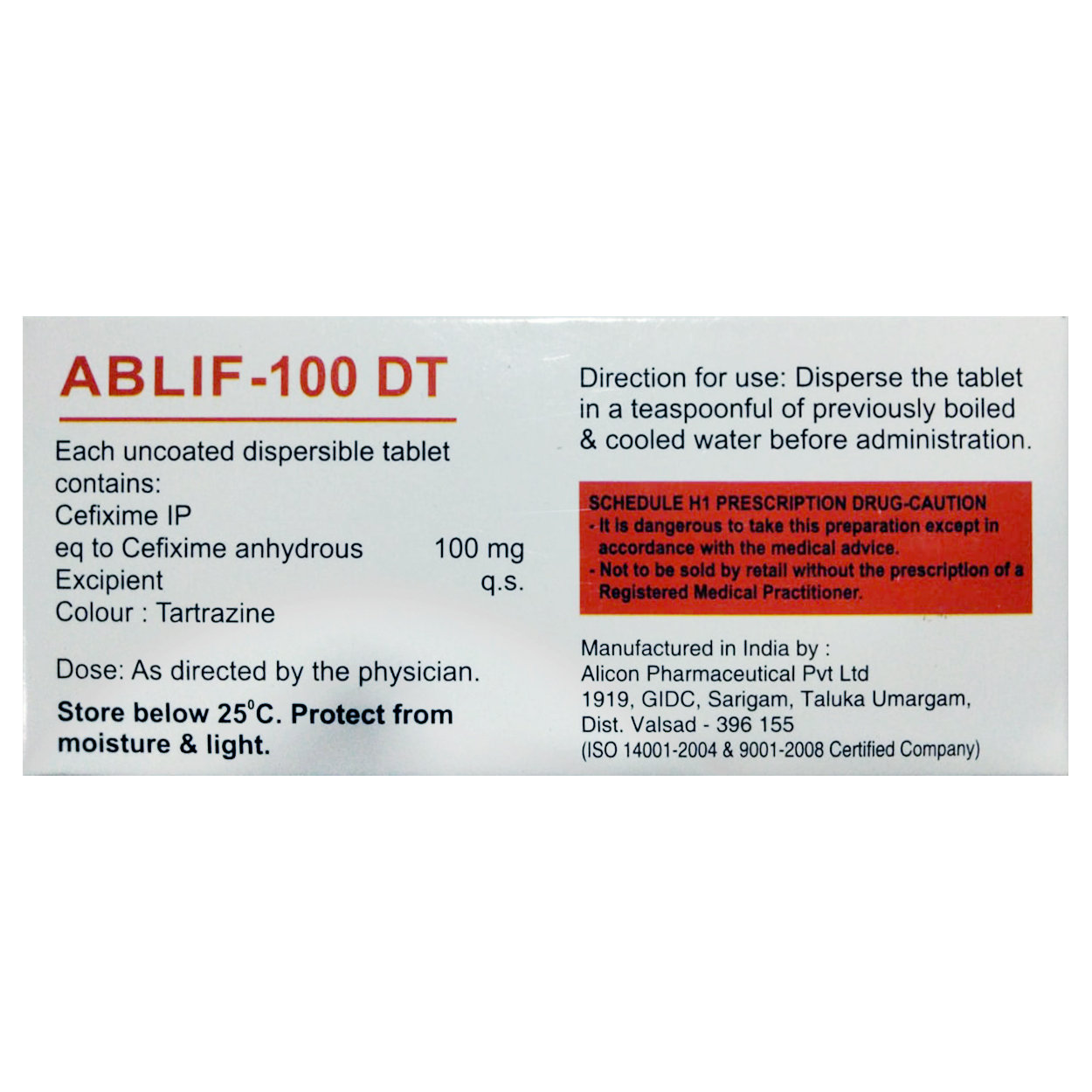 Ablif-100 DT Tablet 10's, Pack of 10 TabletS Ablif-100 DT Tablet 10's, Pack of 10 TabletS