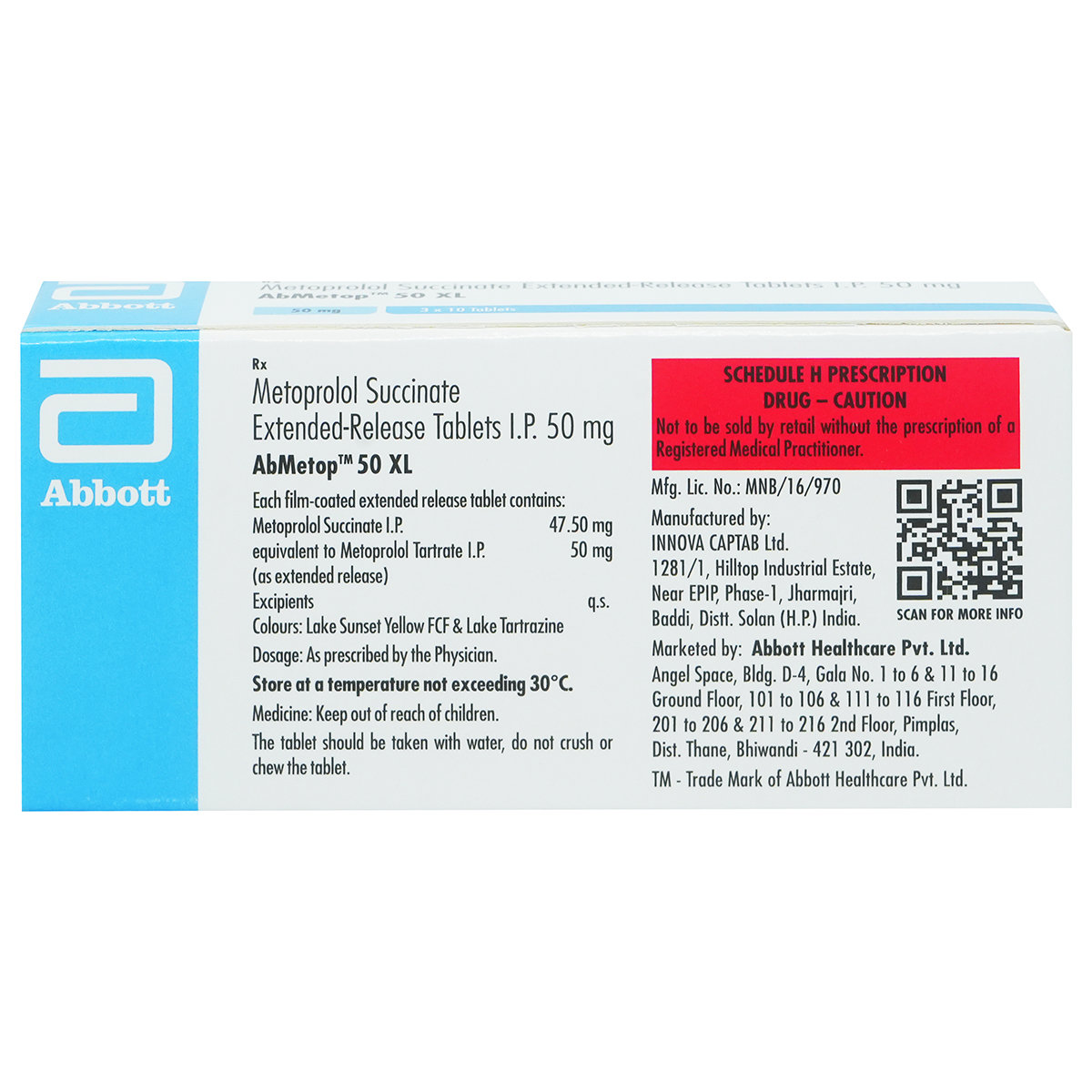 Abmetop 50 XL Tablet 10's, Pack of 10 TABLETS Abmetop 50 XL Tablet 10's, Pack of 10 TABLETS