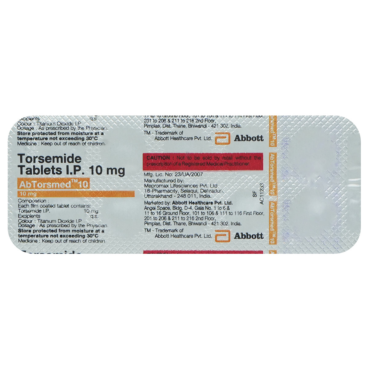 Abtorsmed 10 Tablet 10's, Pack of 10 TABLETS Abtorsmed 10 Tablet 10's, Pack of 10 TABLETS