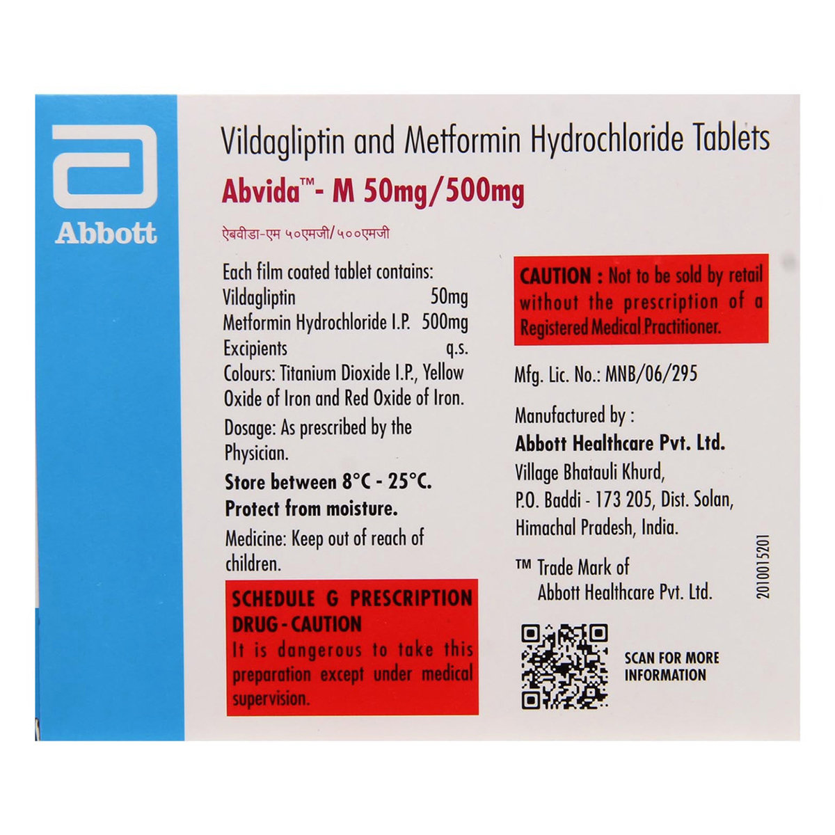 Abvida-M 50 mg/500 mg Tablet 15's, Pack of 15 TABLETS Abvida-M 50 mg/500 mg Tablet 15's, Pack of 15 TABLETS
