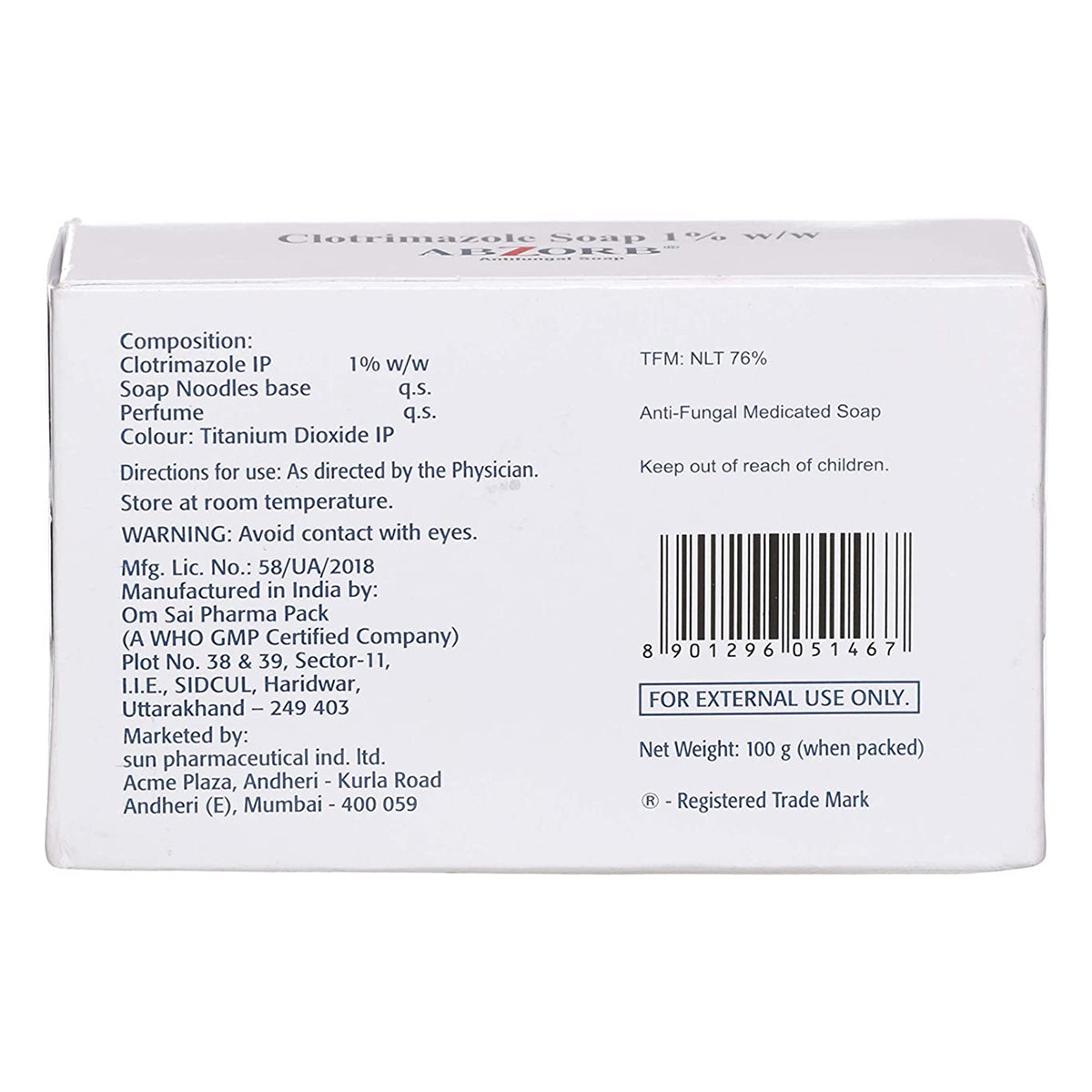 Abzorb Anti Fungal Soap 100 gm | Clotrimazole | For Treatment Of Fungal Infections, Pack of 1 SOAP Abzorb Anti Fungal Soap 100 gm | Clotrimazole | For Treatment Of Fungal Infections, Pack of 1 SOAP