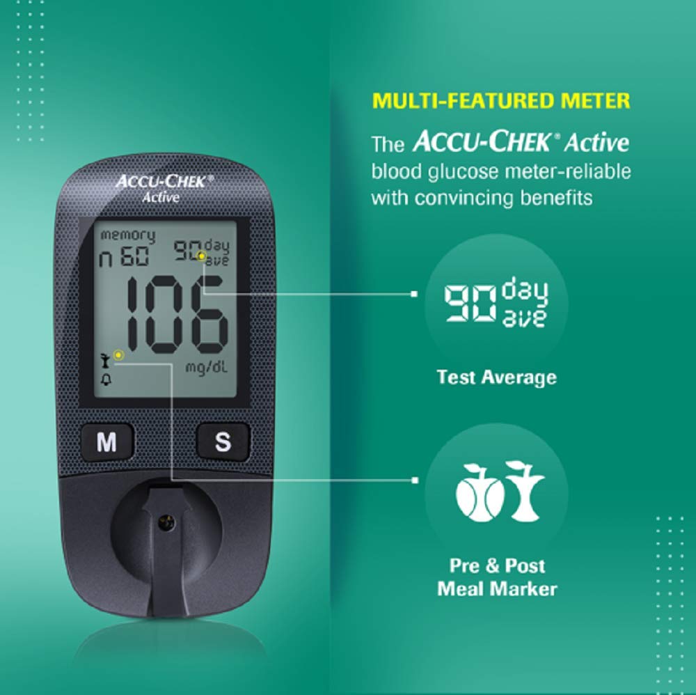 Accu-Chek Active Blood Glucose Monitoring System With 10 Free Test Strips, 1 Kit, Pack of 1 Accu-Chek Active Blood Glucose Monitoring System With 10 Free Test Strips, 1 Kit, Pack of 1