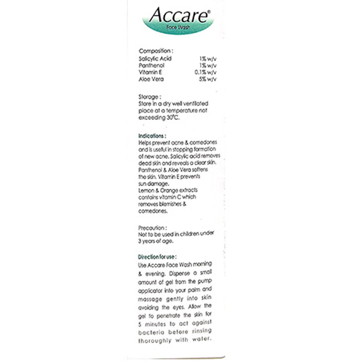 Accare Ph5.5 Face Wash 100 ml, Pack of 1 Accare Ph5.5 Face Wash 100 ml, Pack of 1