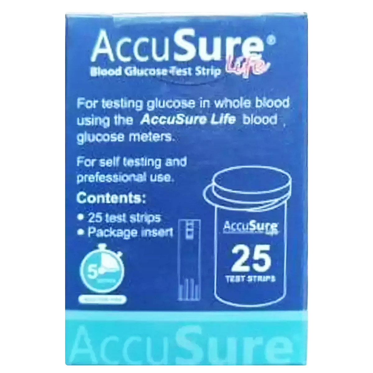Accusure Life Blood Glucometer with 25 strips, 1 Kit, Pack of 1 Accusure Life Blood Glucometer with 25 strips, 1 Kit, Pack of 1