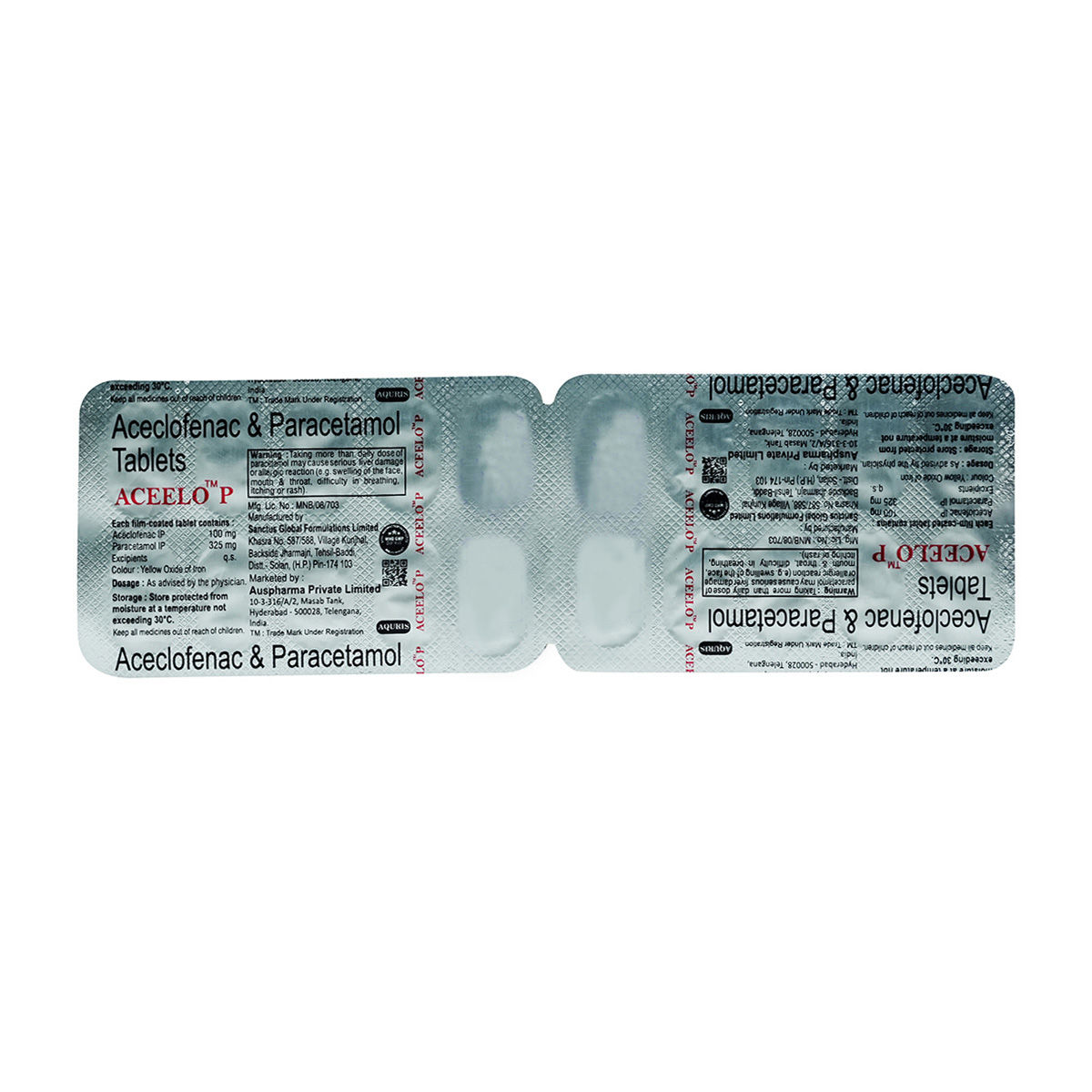 Aceelo P 100/325 Tablet 10's, Pack of 10 TABLETS