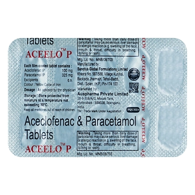 Aceelo P 100/325 Tablet 10's, Pack of 10 TABLETS