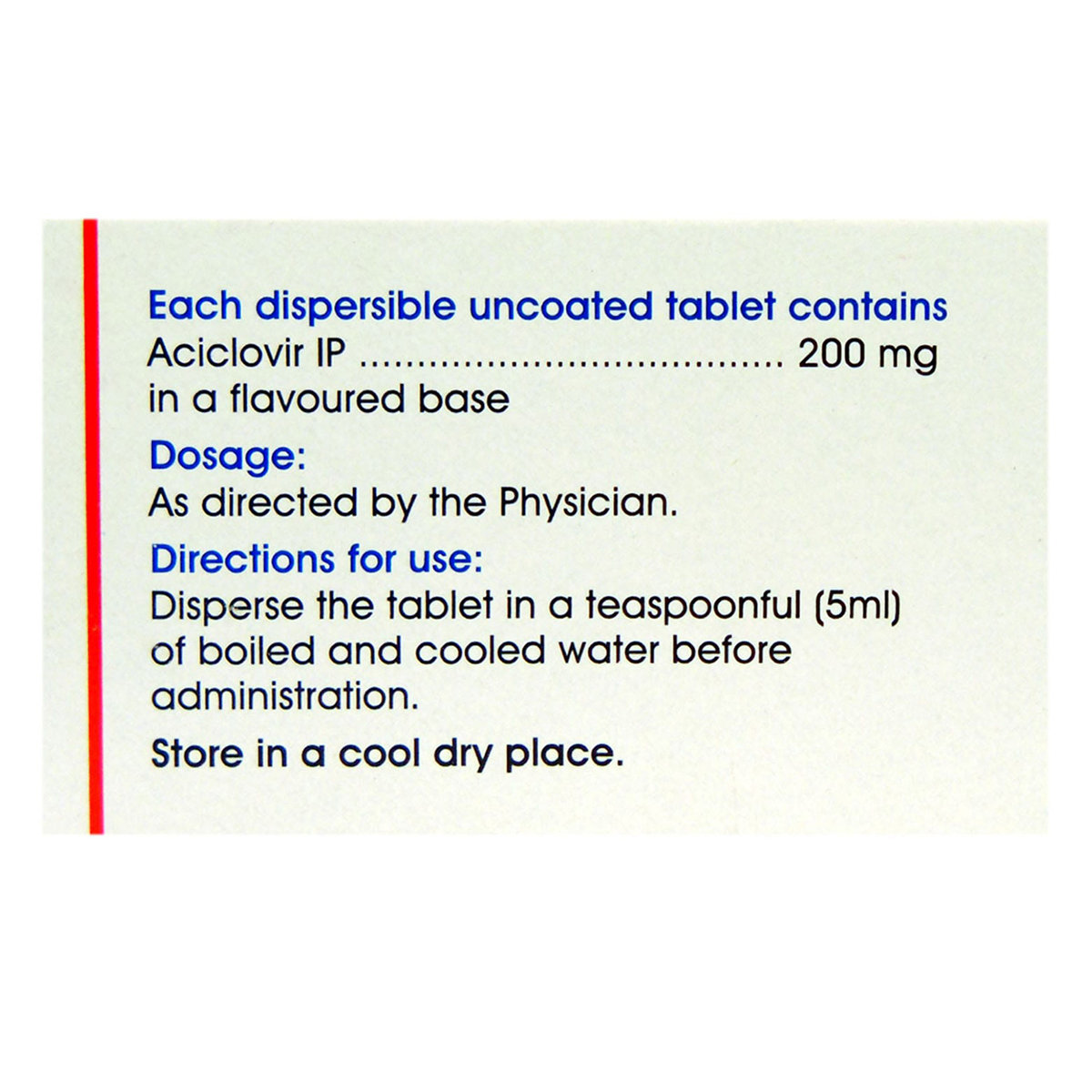 Acivir-200 DT Tablet 10's, Pack of 10 TABLETS Acivir-200 DT Tablet 10's, Pack of 10 TABLETS