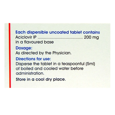 Acivir-200 DT Tablet 10's, Pack of 10 TABLETS