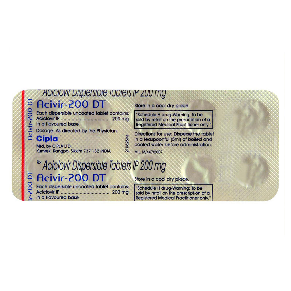 Acivir-200 DT Tablet 10's, Pack of 10 TABLETS Acivir-200 DT Tablet 10's, Pack of 10 TABLETS