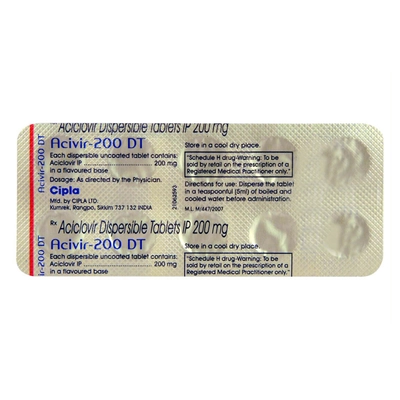 Acivir-200 DT Tablet 10's, Pack of 10 TABLETS