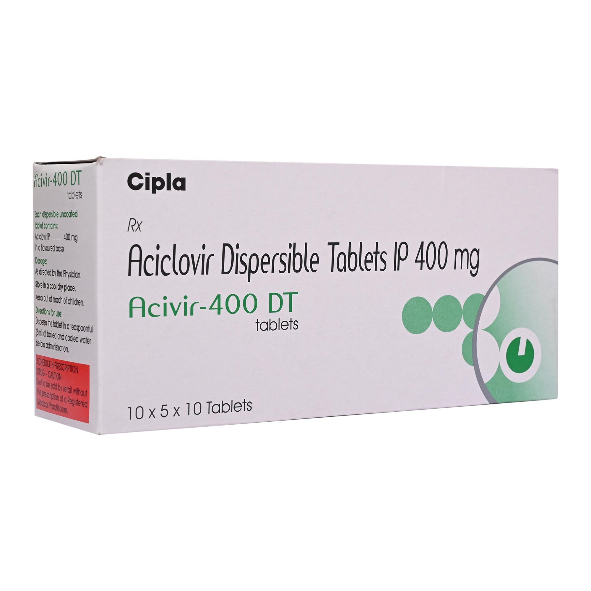 Acivir-400 DT Tablet 10's, Pack of 10 TabletS Acivir-400 DT Tablet 10's, Pack of 10 TabletS