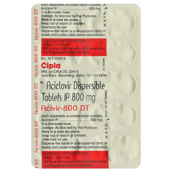 Acivir-800 DT Tablet 10's