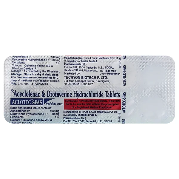 Aclotec-Spas Tablet 10's, Pack of 10