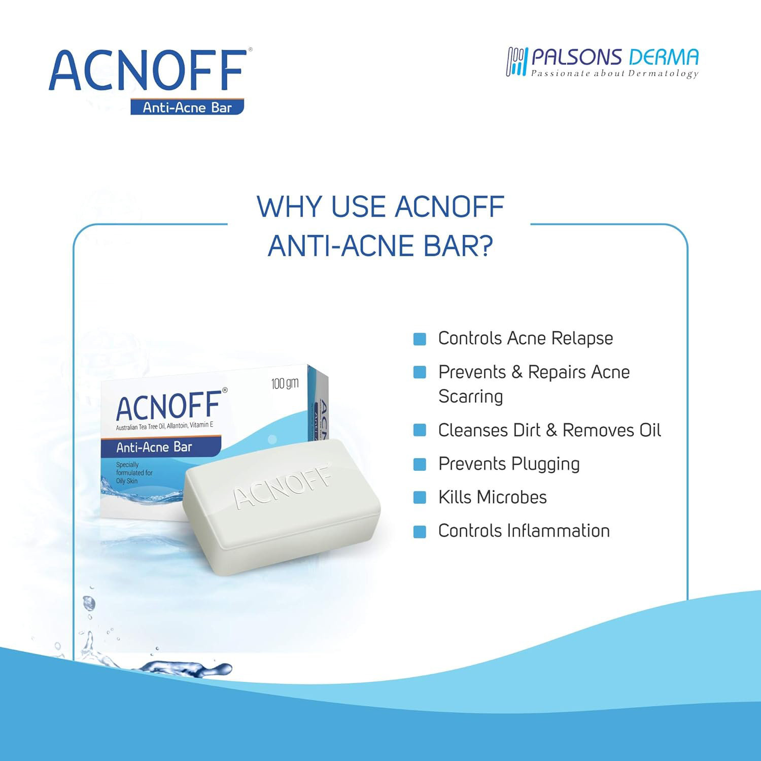 Acnoff Soap 75 gm | Enriched With Autralian Tea Tree Oil, Vitamin E & Allantoin | Control Acne Relapse | For Oily Skin, Pack of 1 Acnoff Soap 75 gm | Enriched With Autralian Tea Tree Oil, Vitamin E & Allantoin | Control Acne Relapse | For Oily Skin, Pack of 1