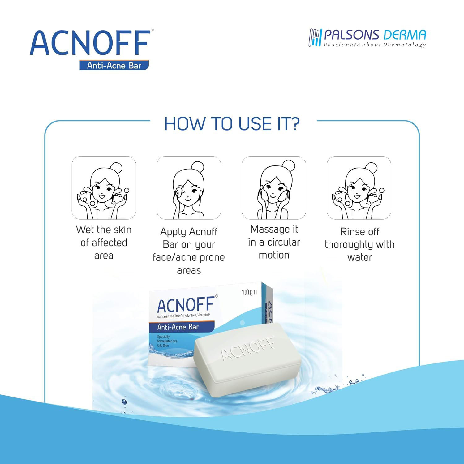 Acnoff Soap 75 gm | Enriched With Autralian Tea Tree Oil, Vitamin E & Allantoin | Control Acne Relapse | For Oily Skin, Pack of 1 Acnoff Soap 75 gm | Enriched With Autralian Tea Tree Oil, Vitamin E & Allantoin | Control Acne Relapse | For Oily Skin, Pack of 1