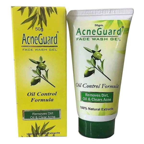 Acneguard Face Wash Gel 50 gm | 100% Natural Extract | Controls Oil | Clear Acne &amp; Clogged Pores | For All Skin Type, Pack of 1
