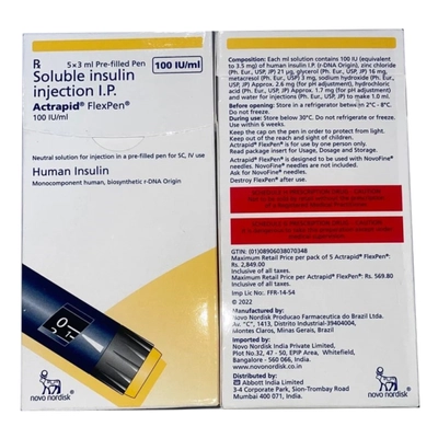 Actrapid 100IU/ml Flexpen 3 ml, Pack of 1 INJECTION