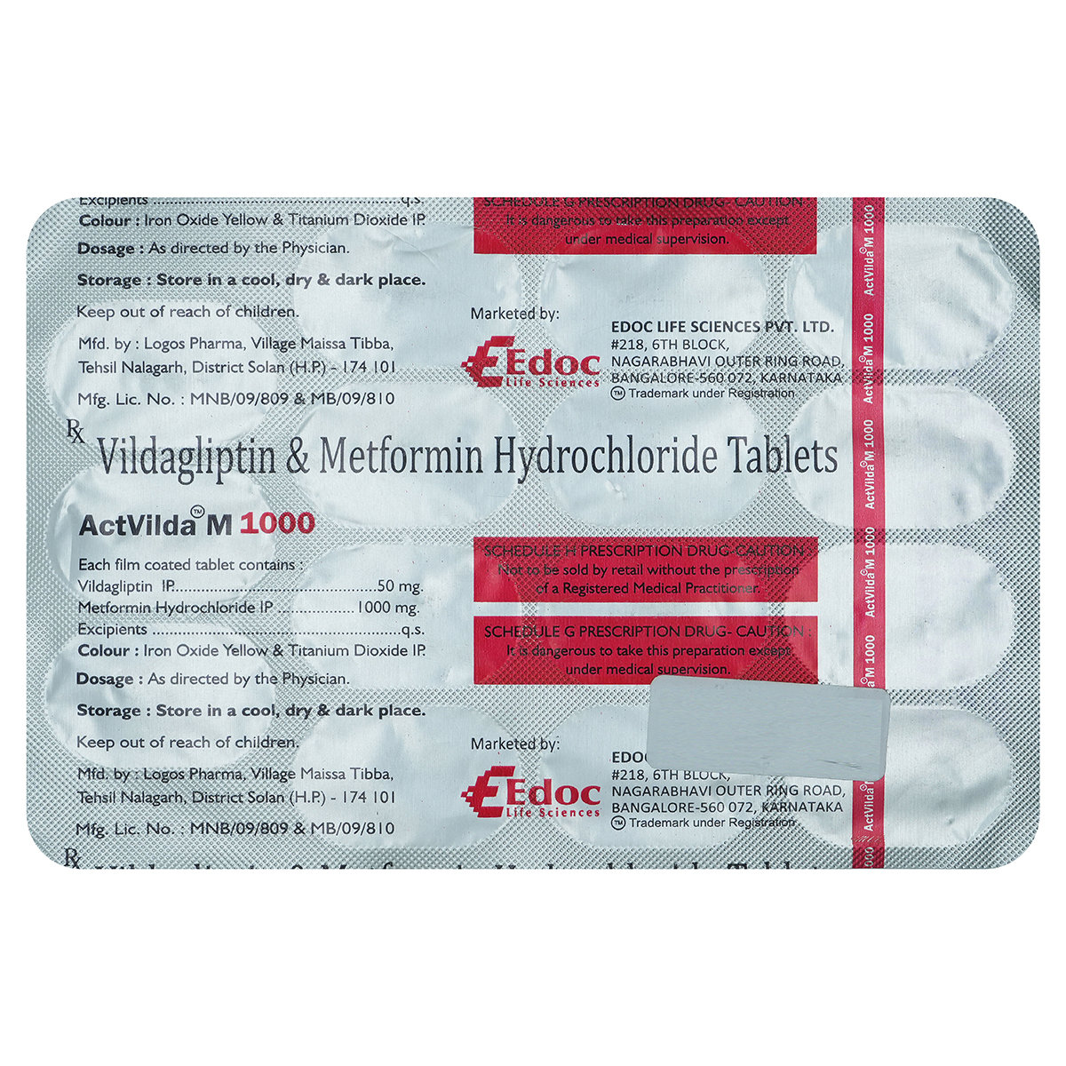 Actvilda M 1000Mg Tablet 15'S, Pack of 15 TabletS Actvilda M 1000Mg Tablet 15'S, Pack of 15 TabletS