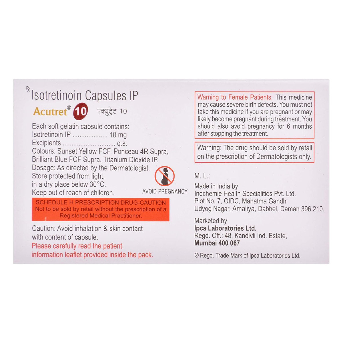 Acutret 10 Capsule 10's, Pack of 10 CAPSULES Acutret 10 Capsule 10's, Pack of 10 CAPSULES