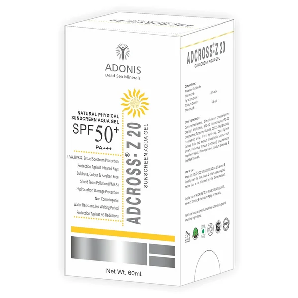 Adcross-Z 20 Spf 50+ Pa+++ Sunscreen Aqua Gel 60 ml