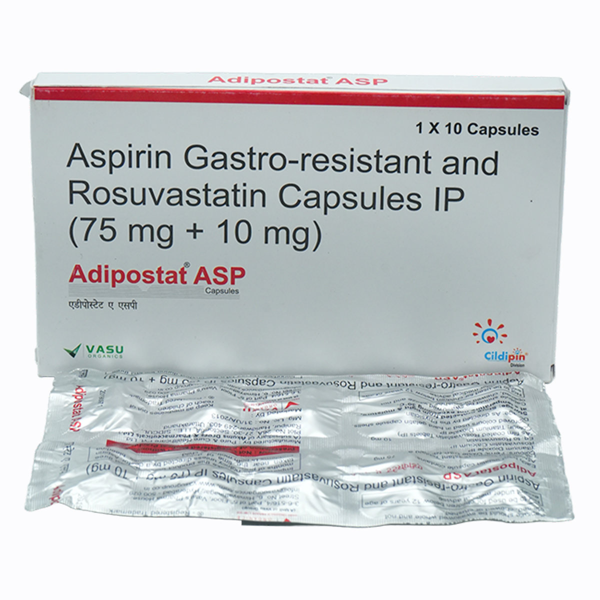 Adipostat ASP 10 mg/75 mg Capsule 10's, Pack of 10 CapsuleS Adipostat ASP 10 mg/75 mg Capsule 10's, Pack of 10 CapsuleS
