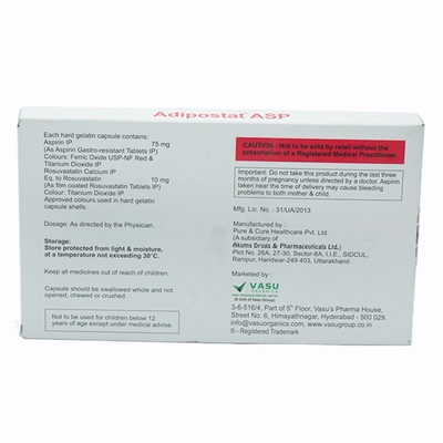 Adipostat ASP 10 mg/75 mg Capsule 10's, Pack of 10 CapsuleS