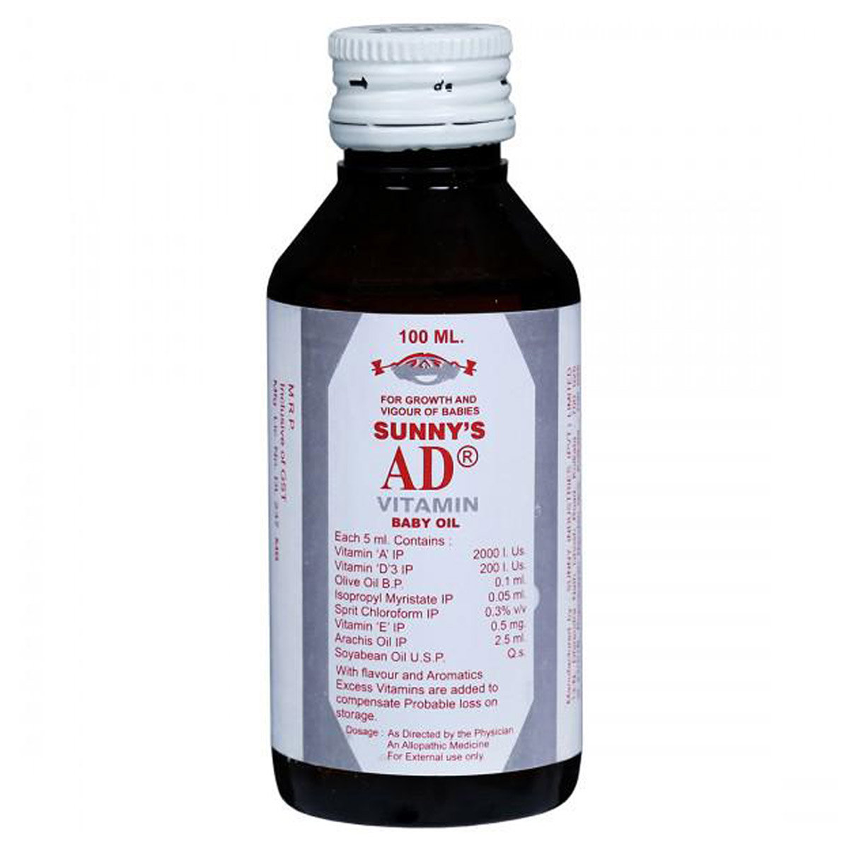 Sunny's AD Vitamin Baby Oil, 100 ml, Pack of 1 Sunny's AD Vitamin Baby Oil, 100 ml, Pack of 1