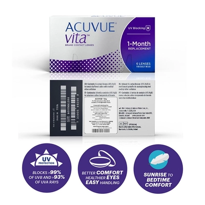 Acuvue Vita Contact Lenses BC 8.4 -4. 00 RX, 6's, Pack of 1