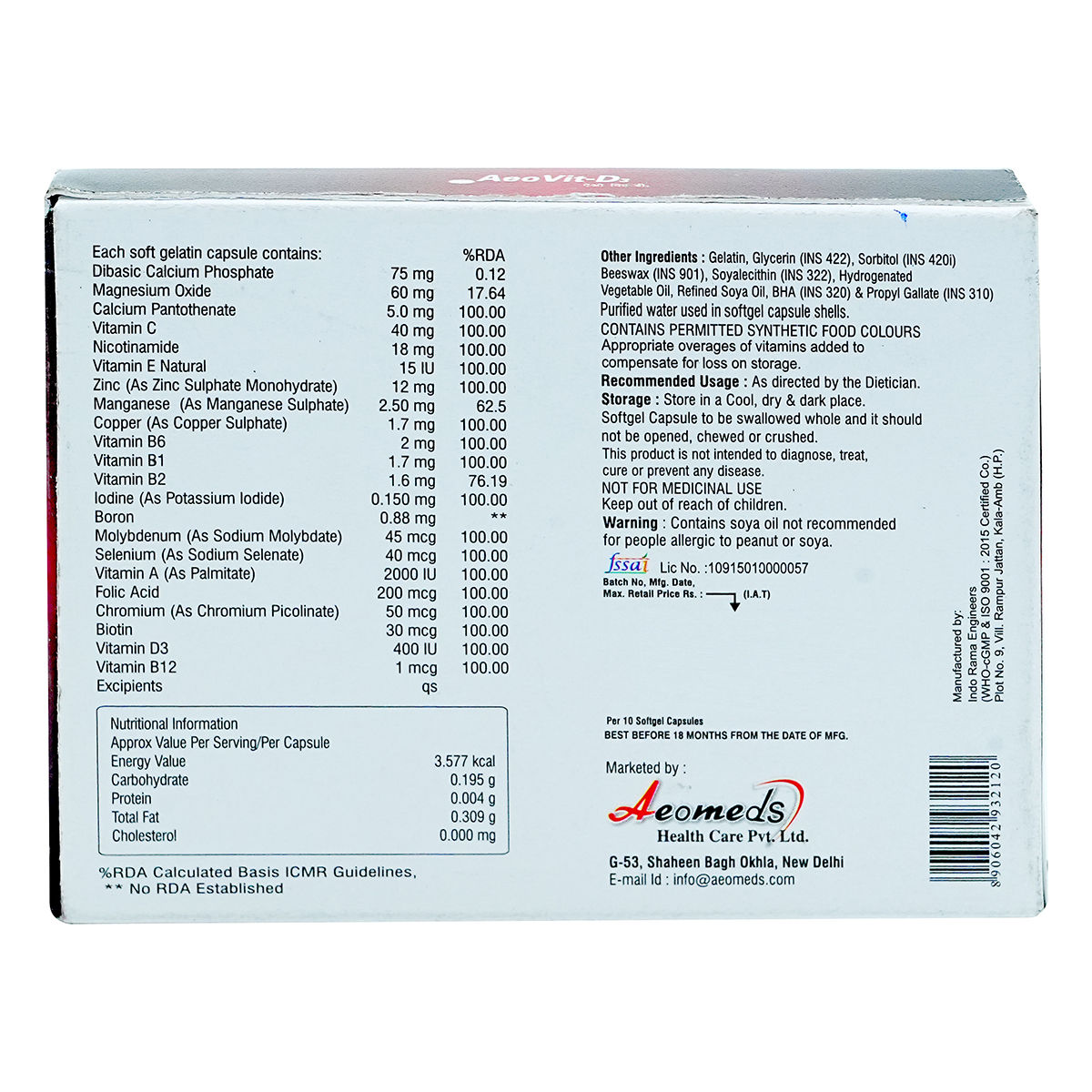 Aeovit-D3 Tablet 10's Price, Uses, Side Effects, Composition - Apollo ...